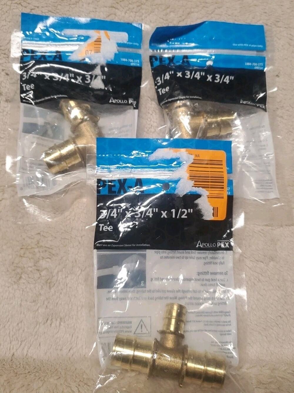 Apollo 3/4 In X 3/4 In Brass PEX A Barb Tee Lot Of 3